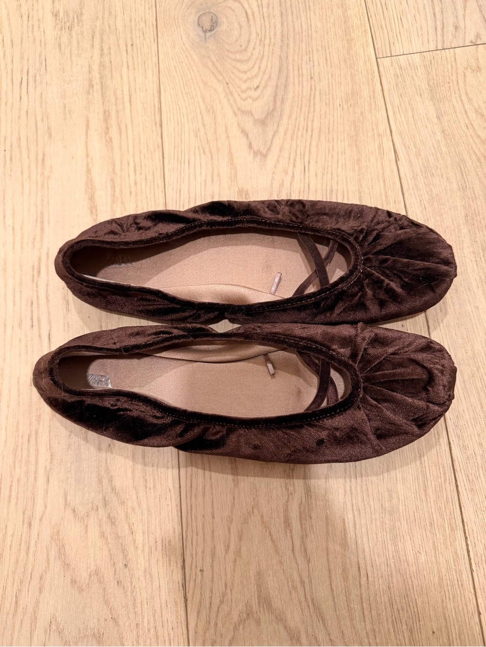 Zara Dark Brown Velvet Ballet Flats